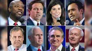Eight presidential candidates, but no Trump, on stage for first GOP debate