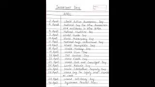 Important days of april //#important#days#aprilmonth#GK#important days for all competitive exams