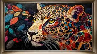 Leopard Diamond Painting | Frame TV Art Elegant Background For Your TV Screen 🐆💎