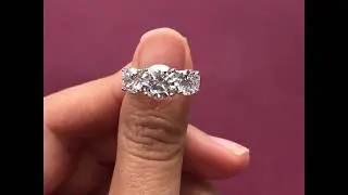 Sterling Silver Round CZ 3-Stone Ring 3.72 CTW R261