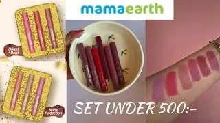 Mamaearth Moisture Matte Long Stay Lipstick Gift Set Swatches #mamaearth #lipstickswatches