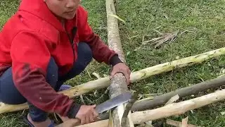 Single Mom Builds an Entire House Frame Alone Using Only Wood | Full Build