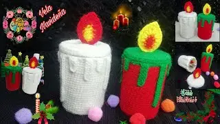 🕯️vela navideña a crochet 🕯️vela joyero(con pote de isopos) #reciclaje #vela tedjida#cirio #navideño