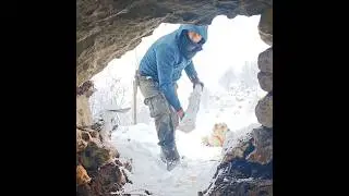 Snowstorm winter camp underrock - Bushcraft survival shelter  #survival #camping #nature