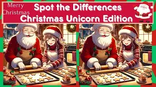Spot the Difference Game! Christmas Unicorn Edition No.2 #spotthe5differences  #findthe5differences
