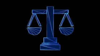 Justice Icon Blue Low Poly Rotating | 4K Black Background | Stock Footage | Seamless Loop Video