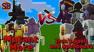 Mutant More Team vs Iron's Spell and Spellbook's Mobs | Minecraft Mob Battle