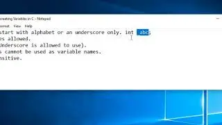 Rules for creating Variables in C Programming Language