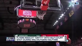 Gritty hits half-court shot at Rutgers/MSU game
