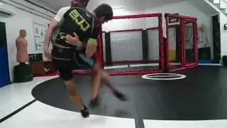 Matt MacGrath and Jason Saggo, scrimmaging at Wulfrun MMA