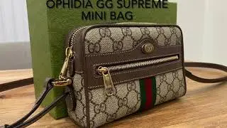 Gucci Ophidia GG Supreme Mini Bag unboxing and what fits