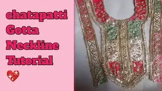 Chatapatti Gotta Neckline Tutorial💖Gotta work Embroidery💖 Chatapatti Neckline patch 💖 Hand embroider