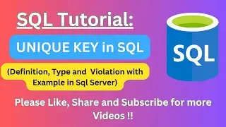 (35) UNIQUE Key in SQL | SQL UNIQUE Key | SQL UNIQUE Constraint