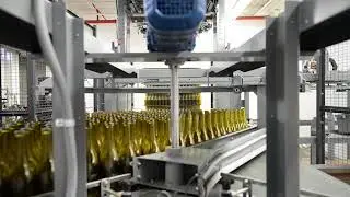 Depalletizing 2 bottle styles to 2 lines- From A-B-C Packaging Machine