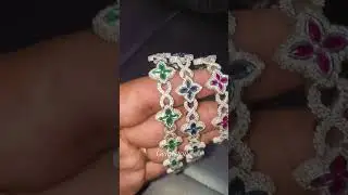 Unisex Iced out multicolour clover moissanite diamond bracelet #giftforeachother #gemistone_official