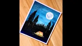 #moonlightcamping#easypainting #landscape#satisfying #Acrylic painting#stepbystep#abstractpainting