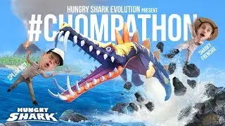 Hungry Shark Evolution CHOMPATHON! 🤠LEO THE DINO SHARK🦈