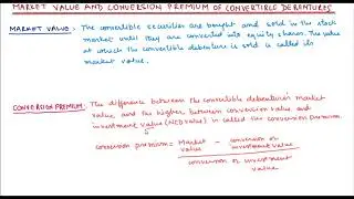 Market value and conversion premium of convertible debenture