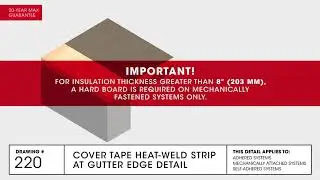 Cover Tape Heat-Weld Strip at Gutter Edge Detail | TPO Commercial Roofing | GAF Drawing 220