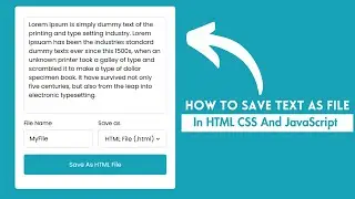 How To Create Save Text As File in HTML CSS & JavaScript | Convert Text to File in JavaScript