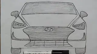Drawing Hyundai sonata 2023, pencil drawing | CarDrawing sar