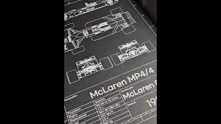 🏎️​ McLaren MP4/4 Blueprint by Pen Plotter ✍️ #blueprints #mclarenmp4 #f1  #gift