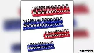 SucceBuy 4PCS Magnetic Socket Organizer Set 38 Metric SAE Socket Trays with Clear Labels for