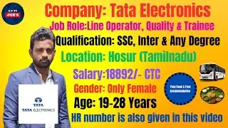 Tata Electronics Manufacturing company | Hosur | Only Female Candidates |