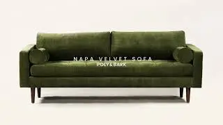 Napa Velvet Sofa in Distressed Green from Poly & Bark | modern sofa, mid-century sofa, green sofa