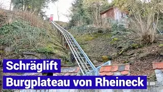 Auf das Burgplateau in Rheineck - privater Schr&auml;gaufzug - kleine Standseilbahn