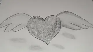 flying heart art drawing /easy drawing