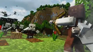 Fighting Off The Pillager RAID! - (Minecraft Animation)
