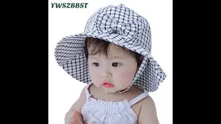 New baby hats for girls fashion grid bowknot sun hat summer autumn kids children caps с Aliexpress