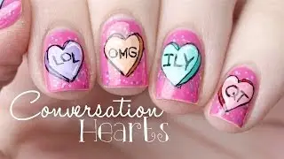 Conversation Hearts Nail Art |Valentine's Day|