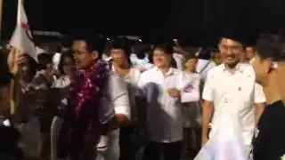 PAP's Desmond Choo being congratulated after winning Tampines GRC