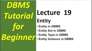 Lec-19 Entity  | Entity Set | Entity Type | Entity Class | Entity Instance | Entity Set In DBMS
