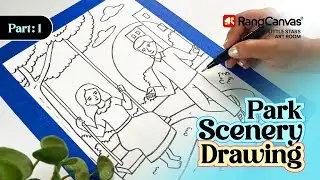 Scenery drawing with watercolor | Park drawing step by step | How to draw Scenery with watercolor