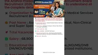 APMSRB Assistant Professor Recruitment 2026 #job #latestjobs #trending #shorts #like #news #share