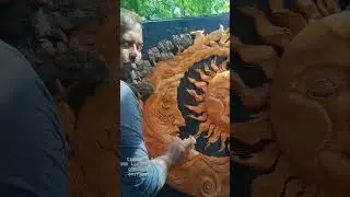 it's finished ✅️ #woodworking #wood #woodart #art #woodwark #woodwarkingartskill #sun #moon