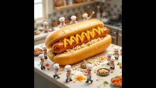 Tiny Chefs Giant Hotdog  Mini Magic in the Kitchen! ✨🌭#shorts