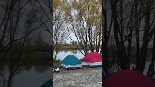 CAMPING BESIDE THE LAKE IN A COLD WEATHER #tent #shorts