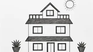 Beautiful House Easy Pencil Drawing 🏡| Modern Home Sketch Step by Step | #art #viralvideo2025 #house