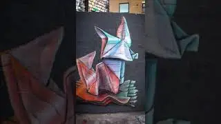 Origami Fox Street Art Graffiti Mural Loop #shorts