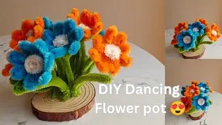 DIY Dancing Flower pot using pipe cleaners 😍 #pipecleanercrafts #viral #trending #diy #5mintuescraft
