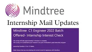 Mindtree Internship Mail 2022 , Mindtree C1 software engineer role