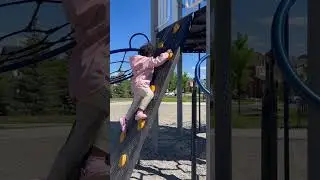 Oh no! She climb so high! #wallclimb #climbing #toddleractivities #active #happytoddler #playground