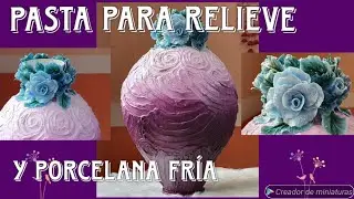 COMO DECORAR UN JARRÓN CON PASTA PARA RELIEVE Y FLORES DE PORCELANA FRIA /MANUALIDADES