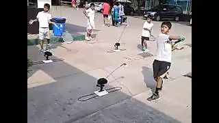 kids enjoying rebound tennis trainer