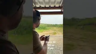 Glock 34 на 100 метрах. Тарелка 20 см #pewgun #glock43xmos #pewpew #airsoft #airsoftcqb #shooting