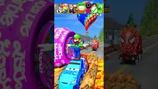 Gummy Bear & Sprunki & Crazy Frog & Spiderman Train & Squid Game VS Barbie in BeamNG.Drive part-132